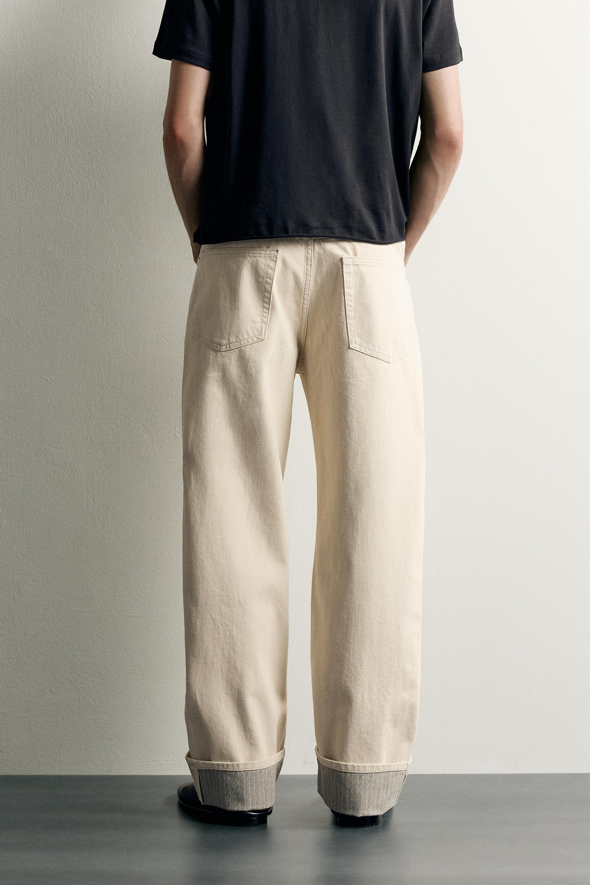 Contrast Cuff Straight Fit Jeans