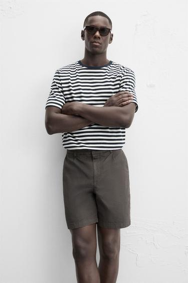 PLEATED REGULAR FIT BERMUDA SHORTS - Dark brown by Zara - Image 4
