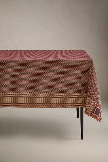 COTTON GEOMETRIC CHRISTMAS TABLECLOTH - Червоний Zara