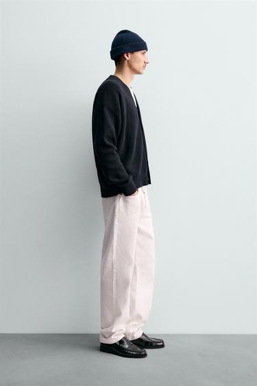 REGULAR FIT COTTON CARDIGAN - Dark navy by Zara - Image 3