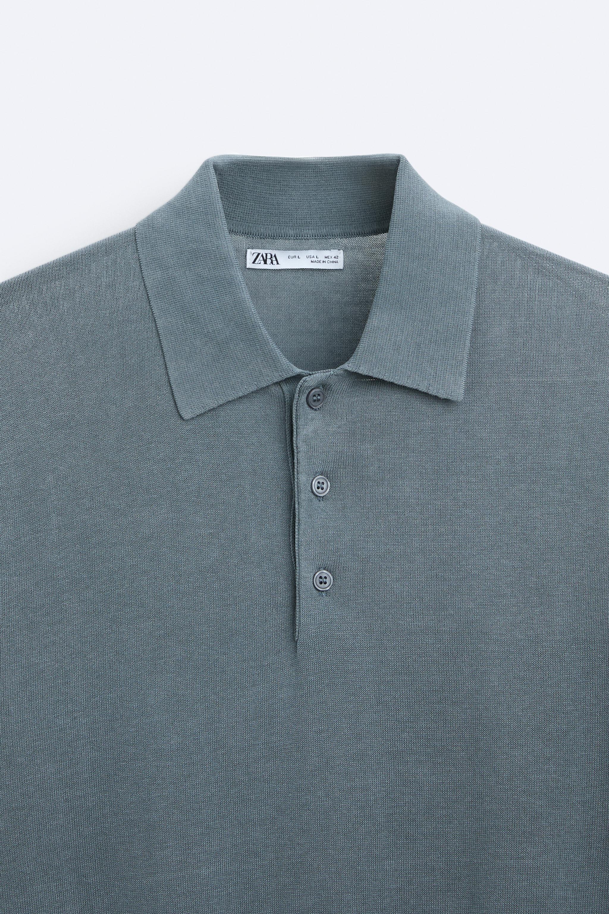 KNIT COTTON POLO SHIRT - Faded blue | ZARA United Kingdom