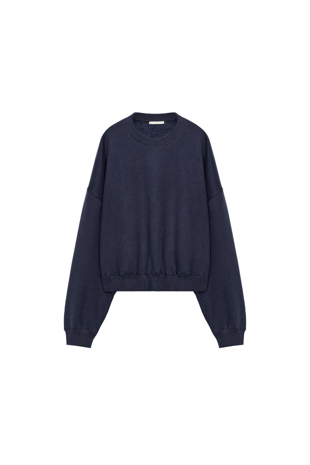 Basic Plush Sweatshirt - Navy Blue by Zara