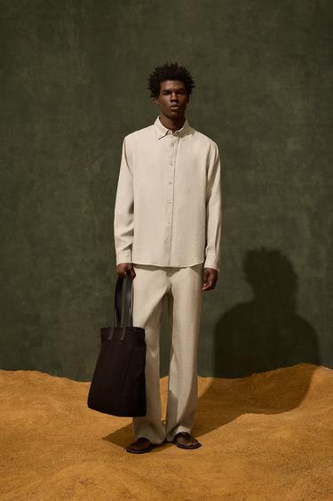 100% LINEN SHIRT - Light beige by Zara
