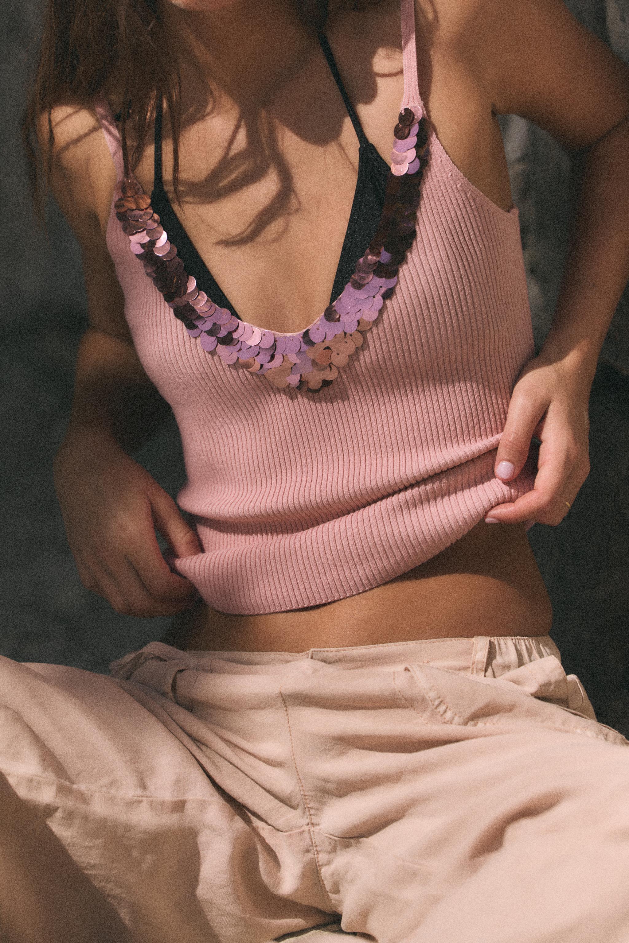 SEQUIN STRAP TOP