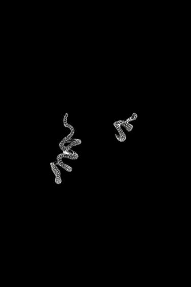 PACK 2 PENDIENTES EAR CUFF BRILLOS - Gris antracita de Zara