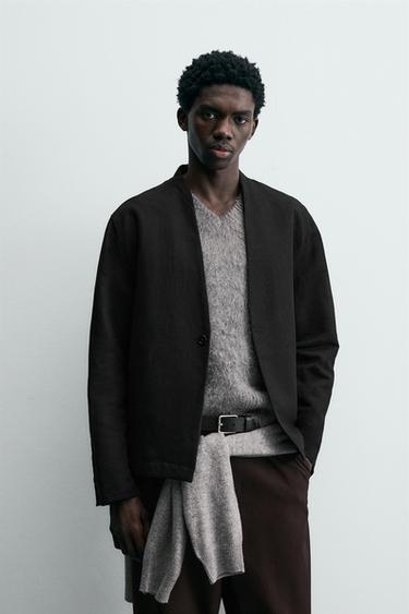 BLAZER TRAJE ALGODÓN - LINO - Negro de Zara