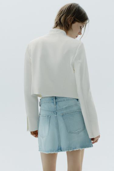RIPPED TRF DENIM SKIRT - Sky blue by Zara - Image 4