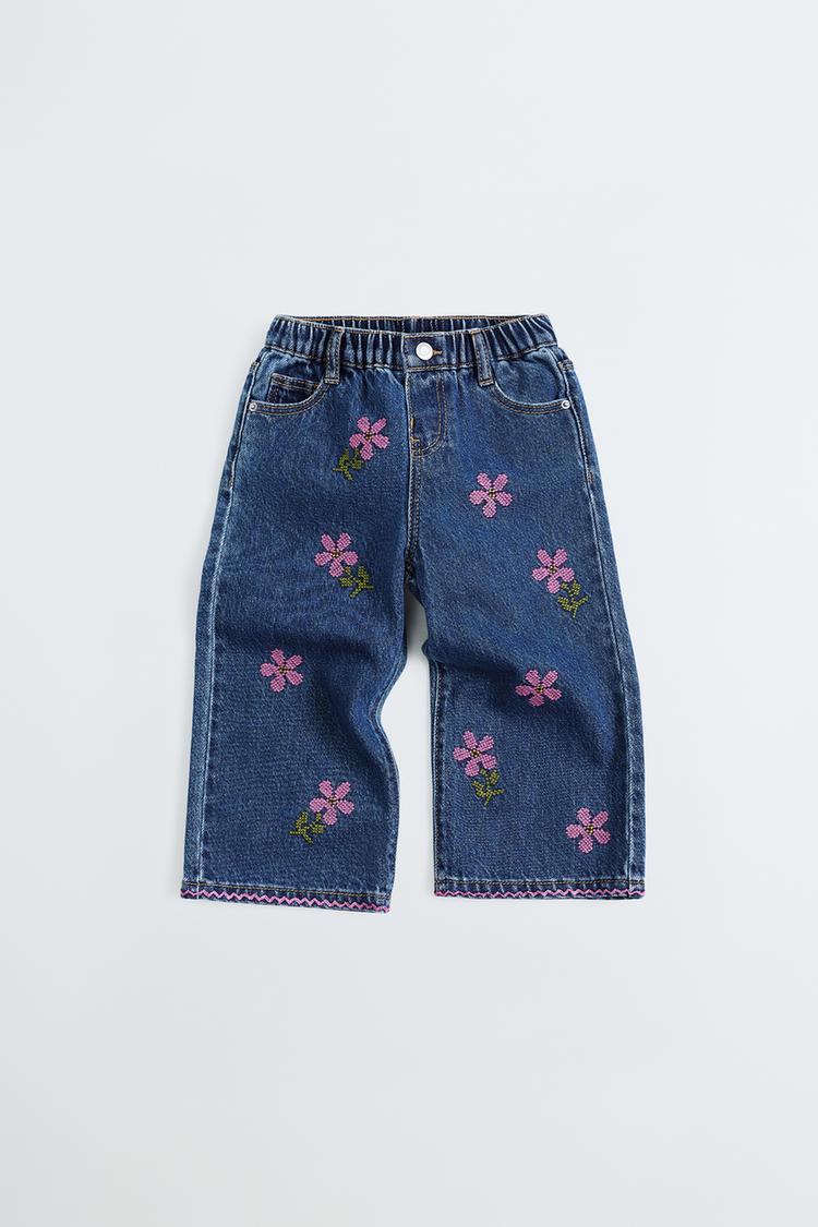 JEANS CULOTTE BORDADO FLORES