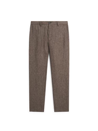 Zara Striped linen trousers - Brown