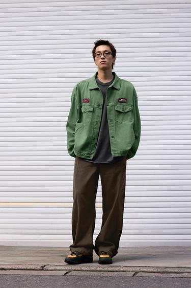 WASHED PATCH JACKET - Green by Zara - Image 0