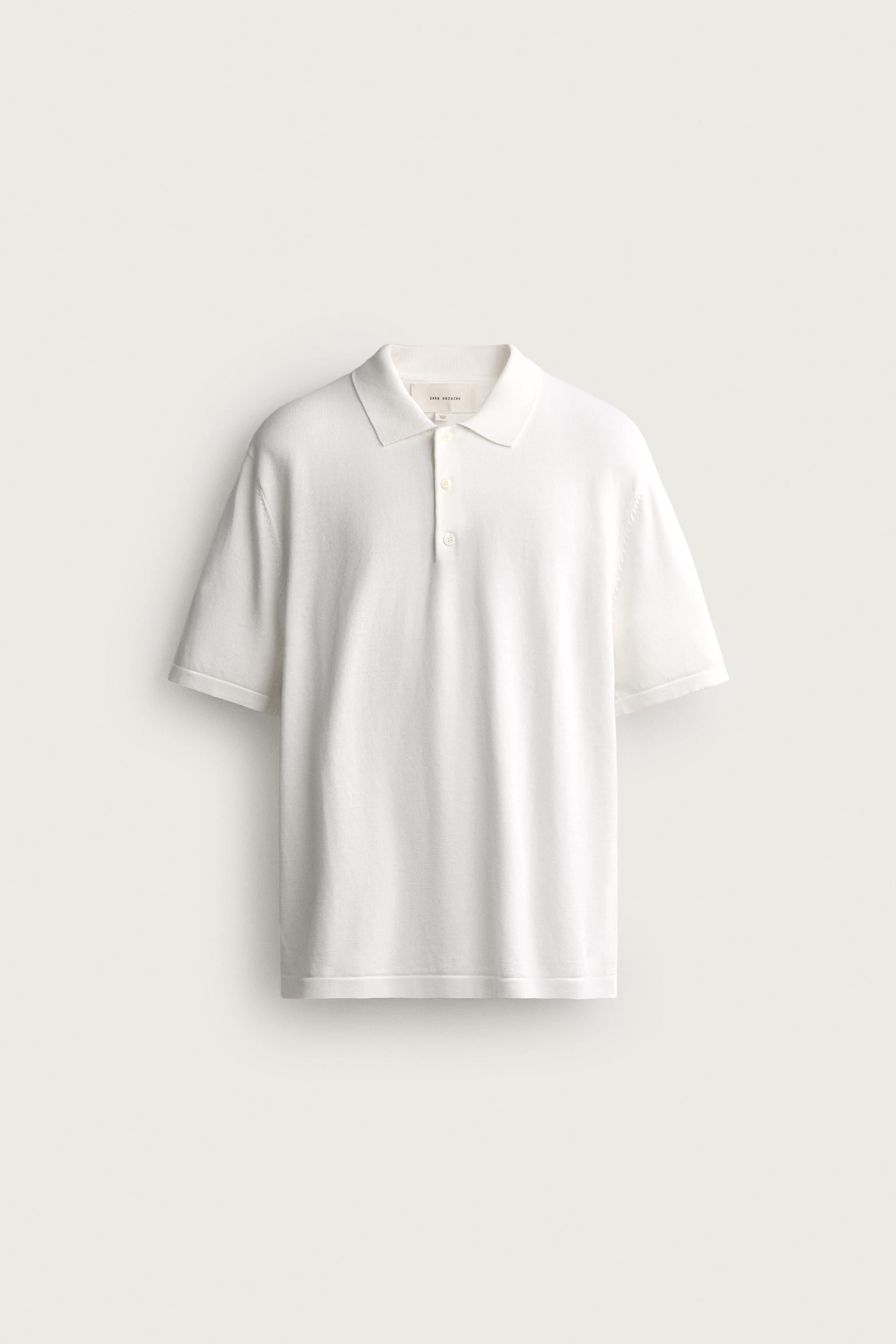 REGULAR FIT KNIT POLO — White