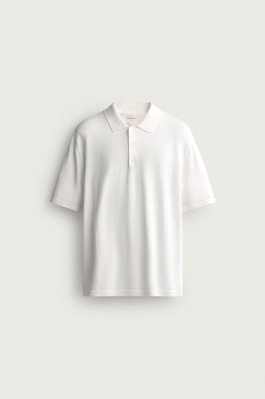 REGULAR FIT KNIT POLO SHIRT - White by Zara
