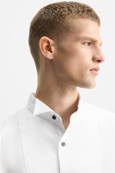 LIMITED EDITION TUXEDO-STYLE COLLAR SHIRT WITH BIB - White by Zara - Image 4