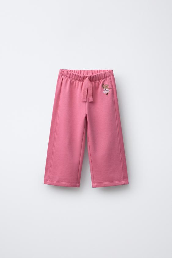 EMBROIDERED CAPYBARA WIDE-LEG PLUSH TROUSERS - Red / Coral by Zara - Image 0