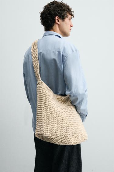 Zara MACRAMÉ SHOULDER BAG - Off White