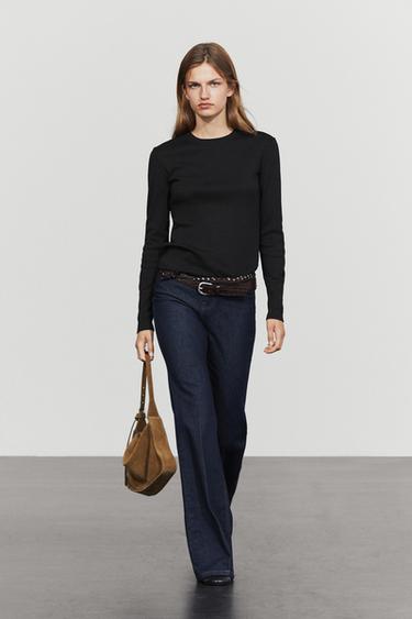 Zara 100% cotton long sleeve T-shirt - Black - Image 0