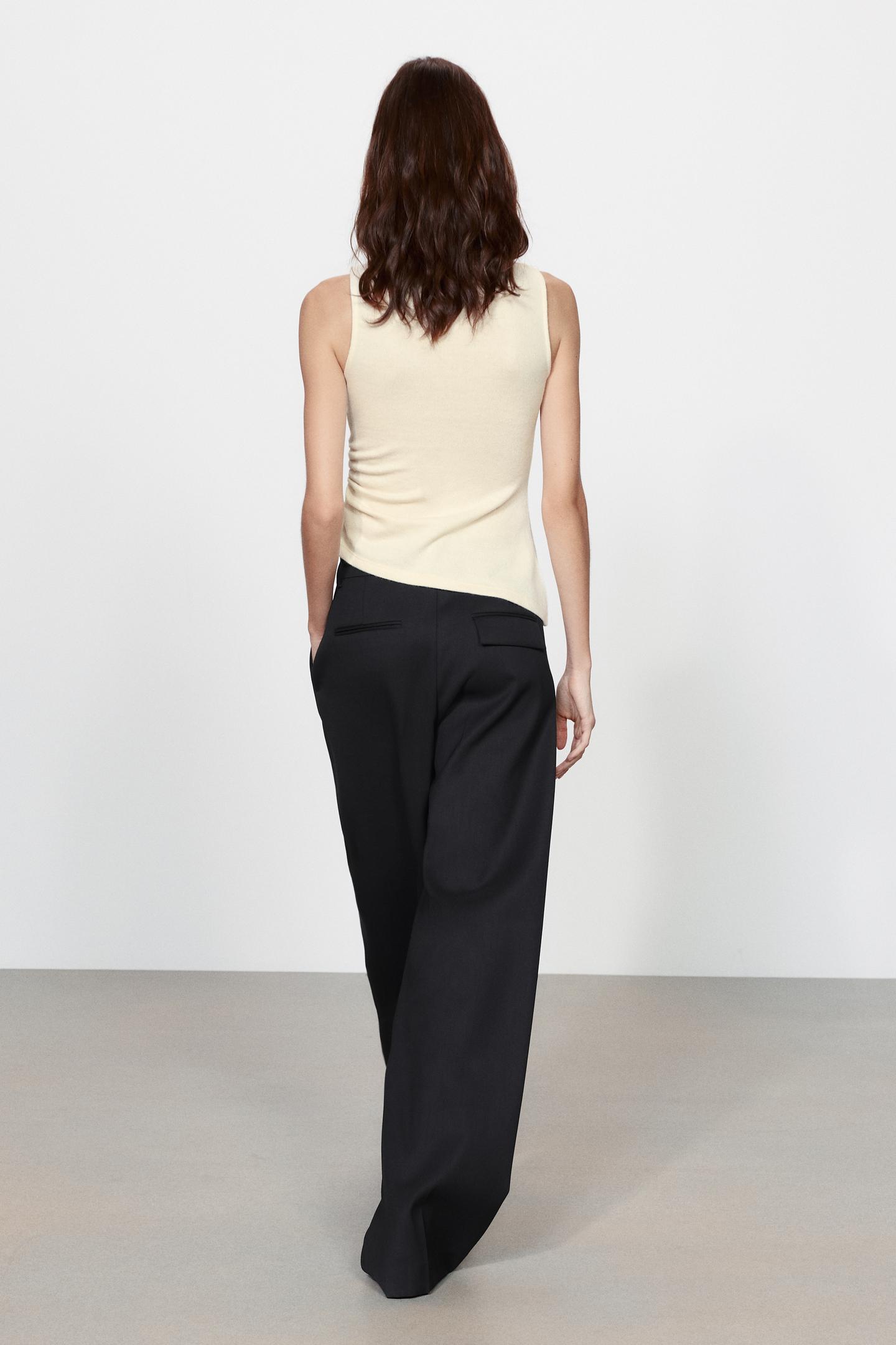 Женская футболка Zara Ruched Mock Neck, цвет: Экрю — фото 3