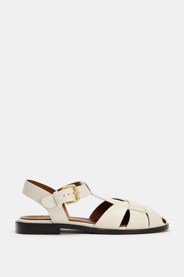 Zara SUEDE CAGE SANDALS - White