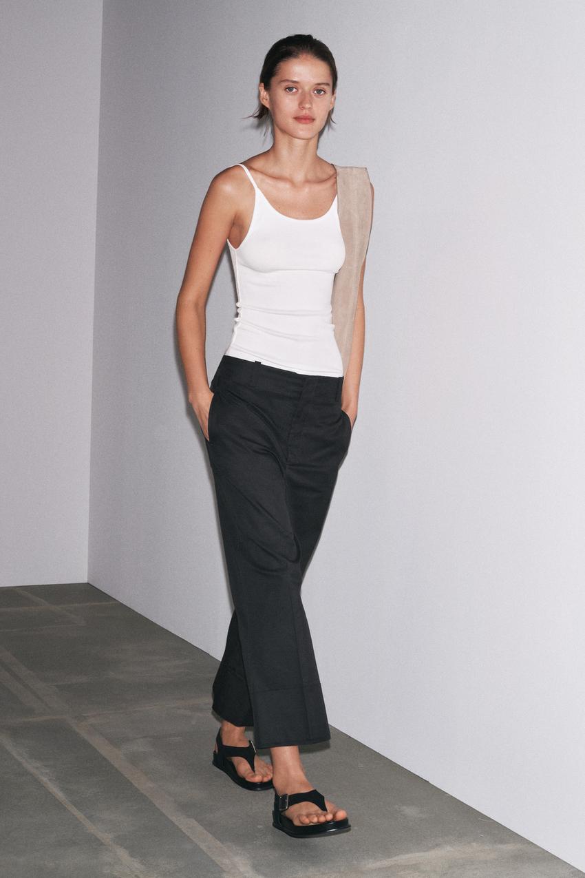 RIBBED STRAPPY TANK TOP