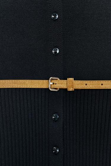 SHORT SLEEVE BELTED CARDIGAN - Navy blue by Zara - Image 7