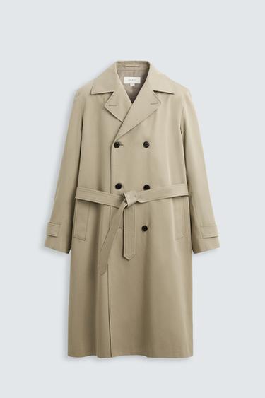 TRENCH LARGO WATER REPELLENT MANTECO - Gris topo de Zara