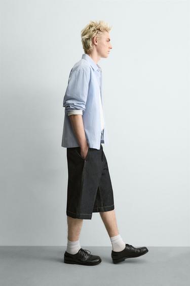Zara RELAXED FIT SHORTS - Blue