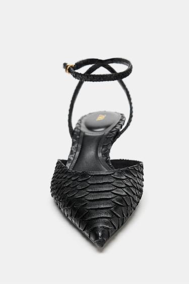 EMBOSSED SLINGBACK SHOES - Black by Zara - Image 4