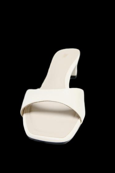 LOW-HEEL LEATHER SANDALS - Ecru White by Zara