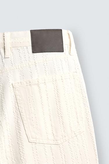 JEAN TEXTURÉ À RAYURES - Blanc cassé de Zara - Image 10