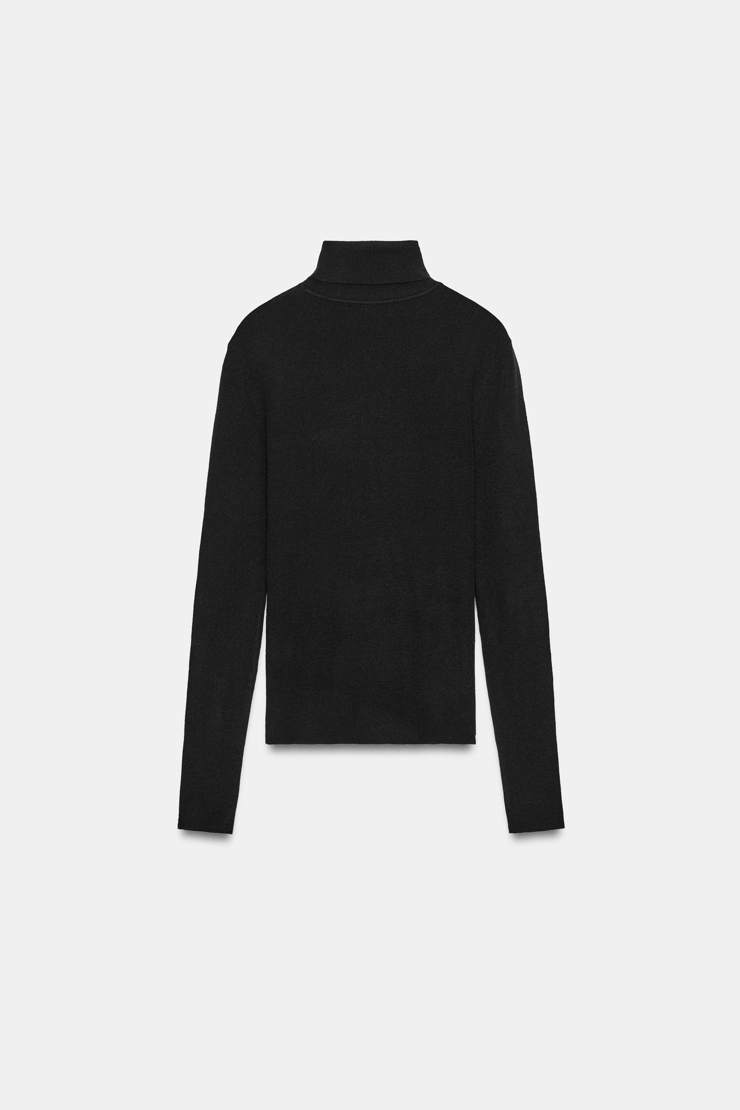 Женский свитер Zara Fine Knit High Neck, цвет: Чёрный — фото 7