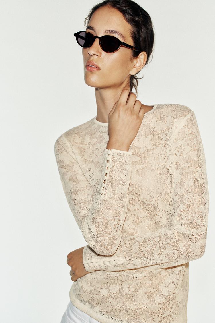 TOP PUNTO JACQUARD FLORES