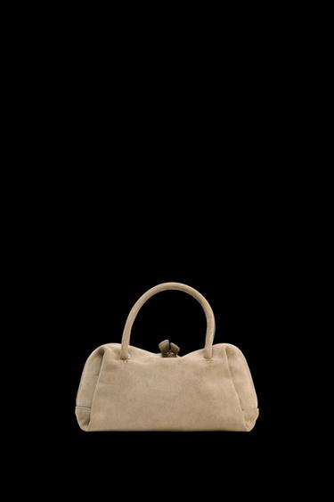 SPLIT SUEDE BOWLING BAG - Ecru by Zara - Image 0