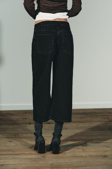 TRF MID-WAIST DENIM JORTS BERMUDA SHORTS - Black by Zara - Image 6