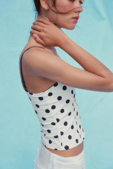 TOP CORSETERIE À POIS - Blanc cassé de Zara - Image 3