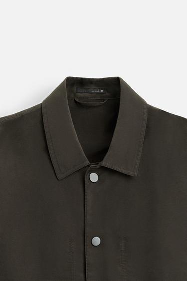 CROPPED FIT JACKET - Dark brown by Zara - Image 7
