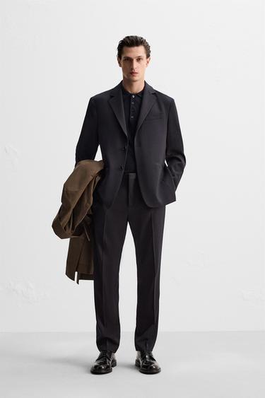 100% WOOL SUIT TROUSERS - Navy blue by Zara - Image 0