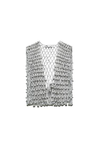 CROCHET TOP WITH METAL BEADS