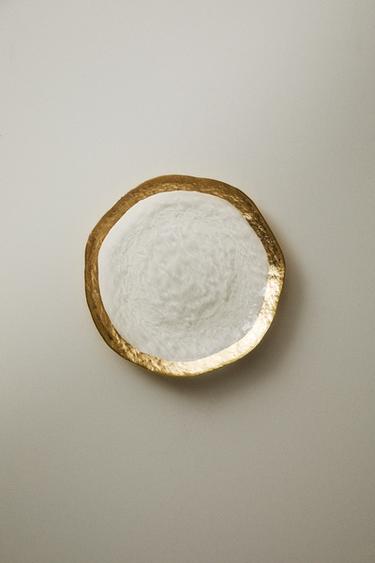 GLASS SIDE PLATE WITH RIM - Gold by Zara
