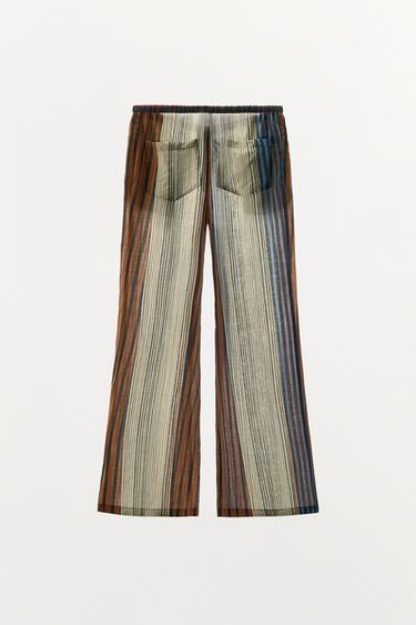 ZW COLLECTION STRIPED PYJAMA-STYLE TROUSERS - Multicoloured by Zara - Image 6