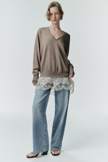 JERSEY COMBINADO PUNTO - Beige de Zara - Imagen 0
