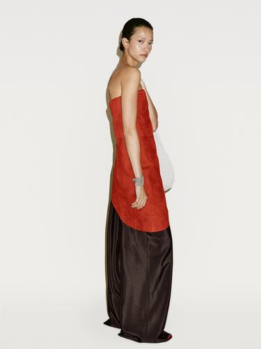 Zara Long asymmetric suede leather top - Limited Edition - Red
