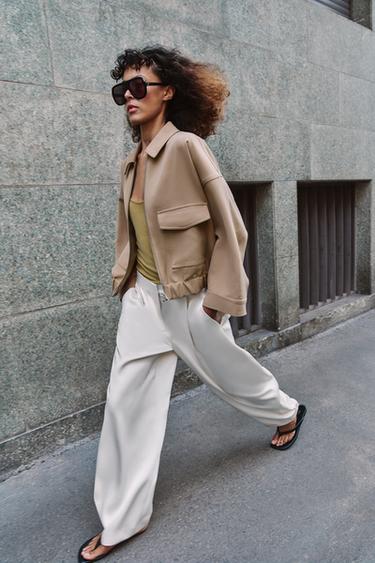 Zara ELASTIC HEM JACKET - taupe brown