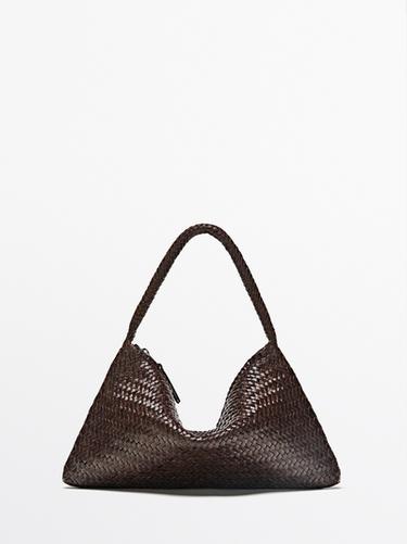 Bolso hombro pequeño piel trenzada - Marrón de Zara - Imagen 0