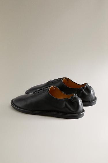 LEATHER DERBY SHOES - Black by Zara - Image 3