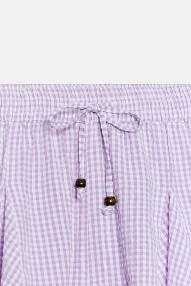 JUPE-PANTALON À CARREAUX VICHY ET VOLANTS - Mauve de Zara - Image 7
