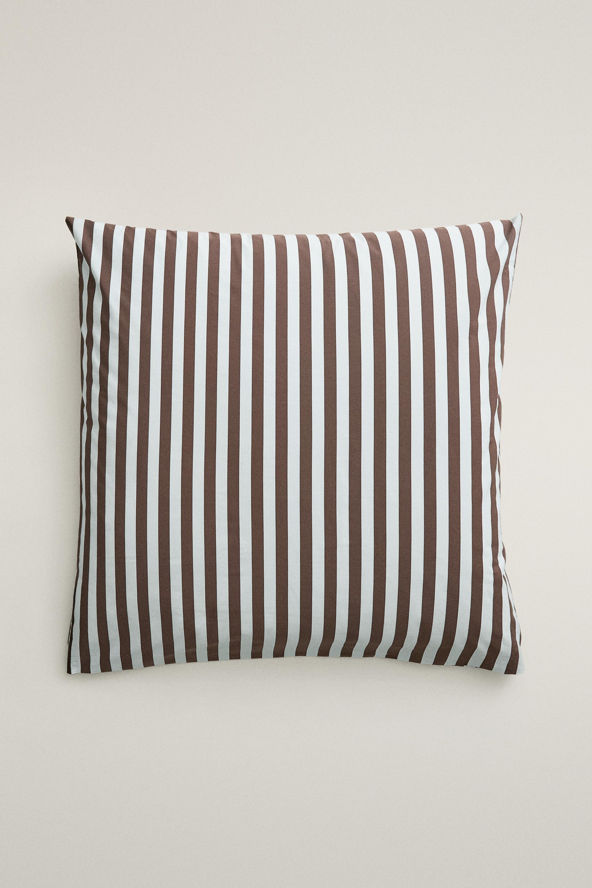 STRIPED COTTON PERCALE DUVET COVER (300 THREAD COUNT)
