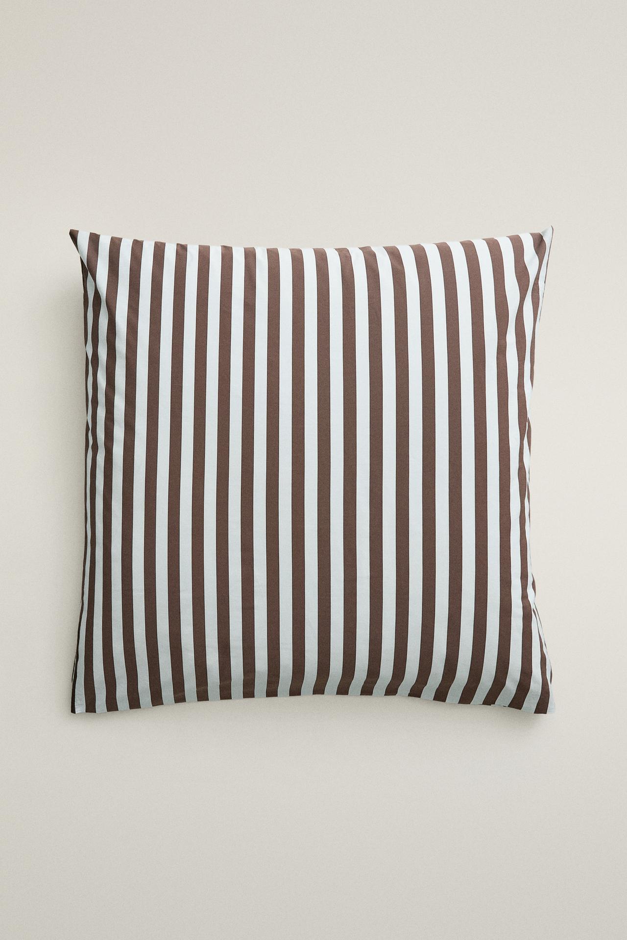 STRIPED COTTON PERCALE DUVET COVER (300 THREAD COUNT) — Blue