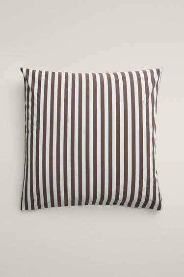 STRIPED COTTON PERCALE DUVET COVER (300 THREAD COUNT) — Blue 2