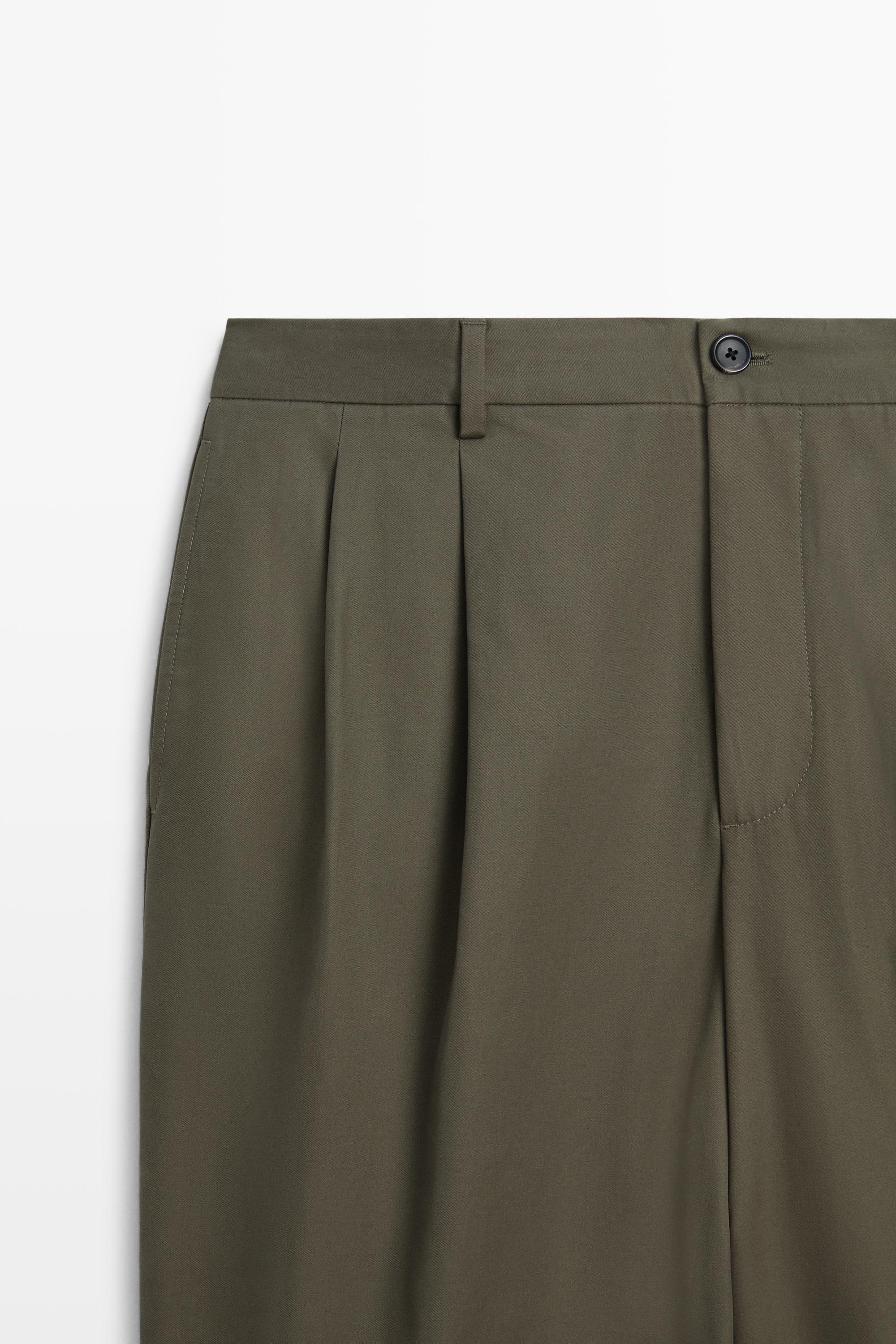 100% cotton pants with double pleats