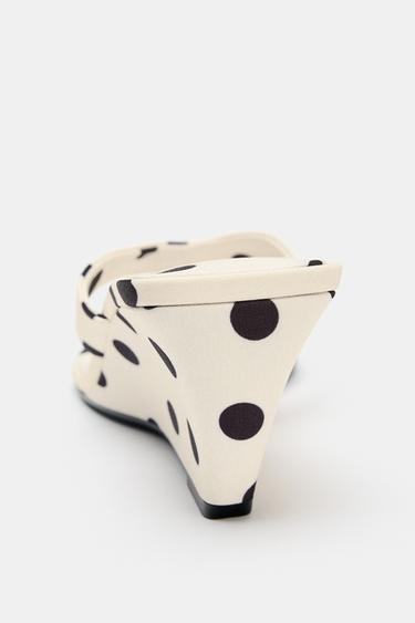 POLKA DOT WEDGE HEEL SANDALS - white by Zara - Image 4